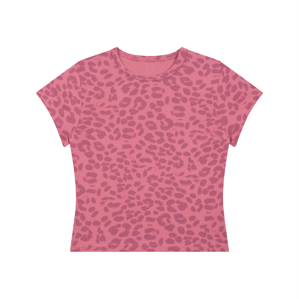 Women’s “Rose Pink” Leopard Crop Top