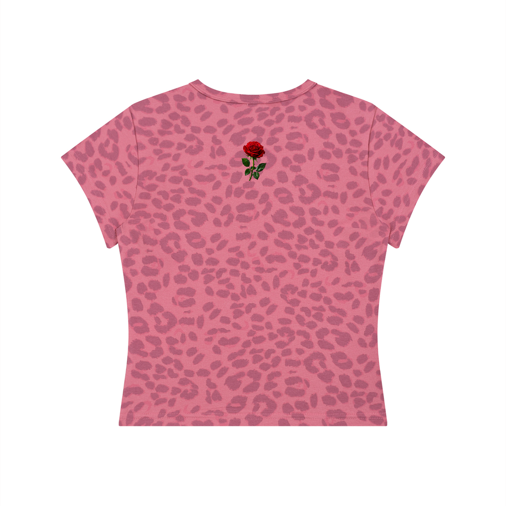 Women’s “Rose Pink” Leopard Crop Top