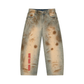 Men’s “Money Makin’ Mission” Vin-Wash Barrel Jeans