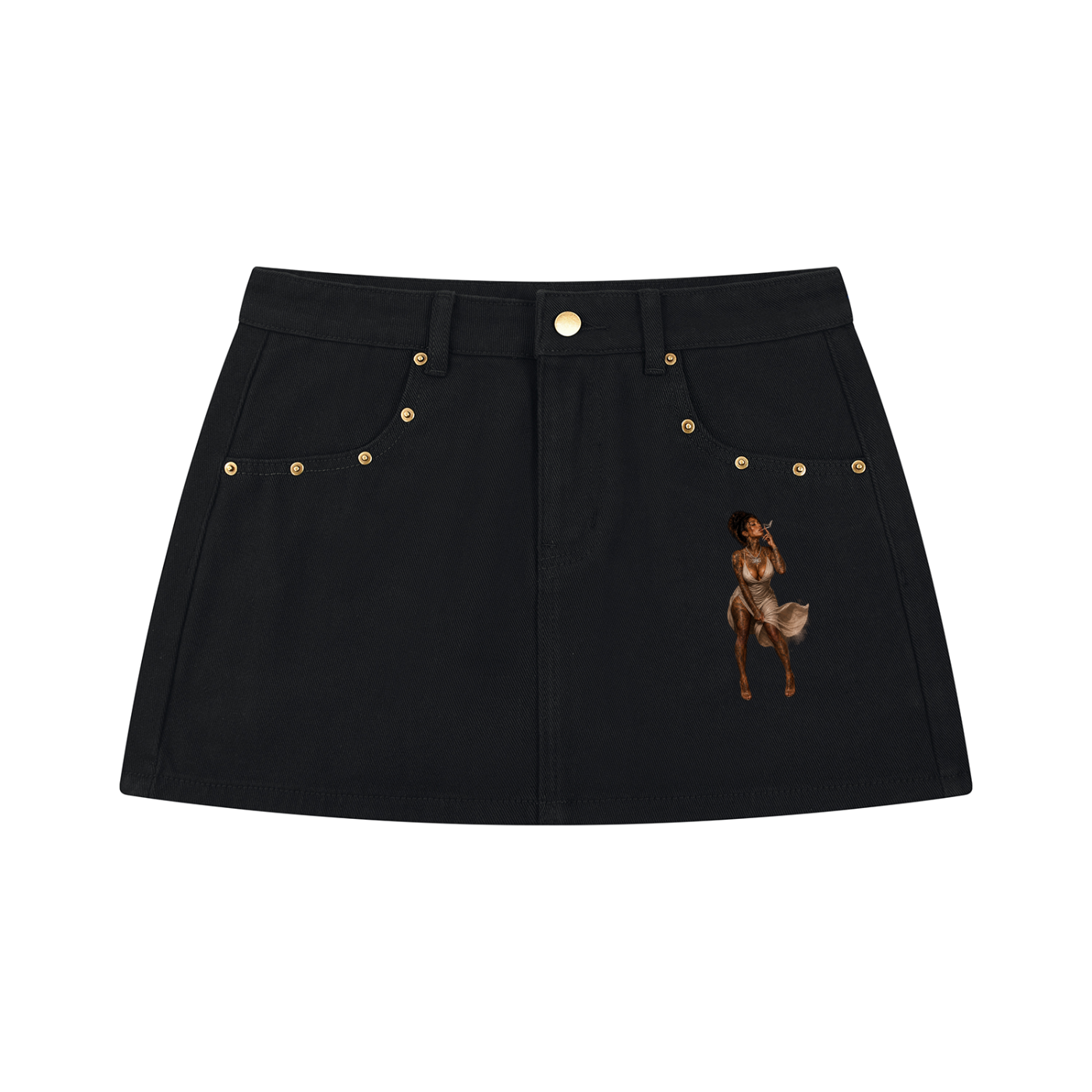 Women's “Cunty Class” Studded Denim Mini Skirt
