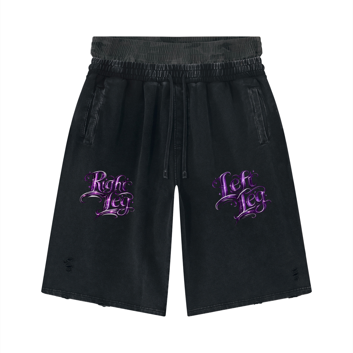 “Left Leg Right Leg” Vin-Wash Stressed Wide Shorts