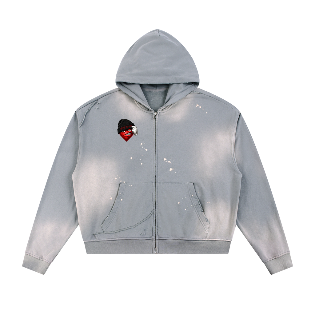 “Hard Love” Fade Fleece Zip-Up Hoodie