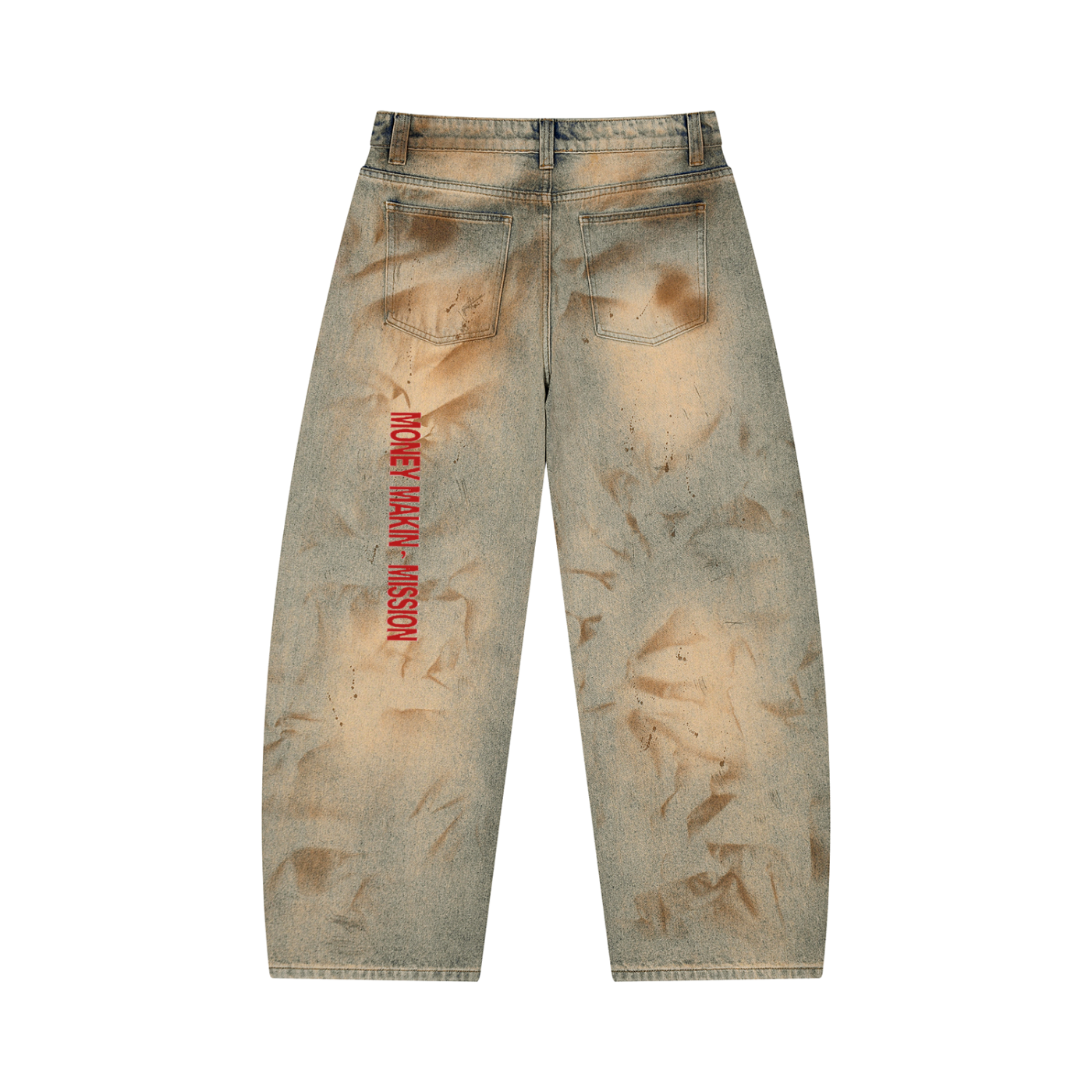 Men’s “Money Makin’ Mission” Vin-Wash Barrel Jeans